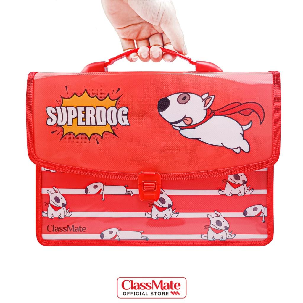 Cặp học thêm 2 ngăn CLASSMATE Hình Super Dog Mới Lạ, Chất Liệu Nhựa Nguyên Sinh An Toàn CL-SB604 (34,5 x 24 x 10cm)