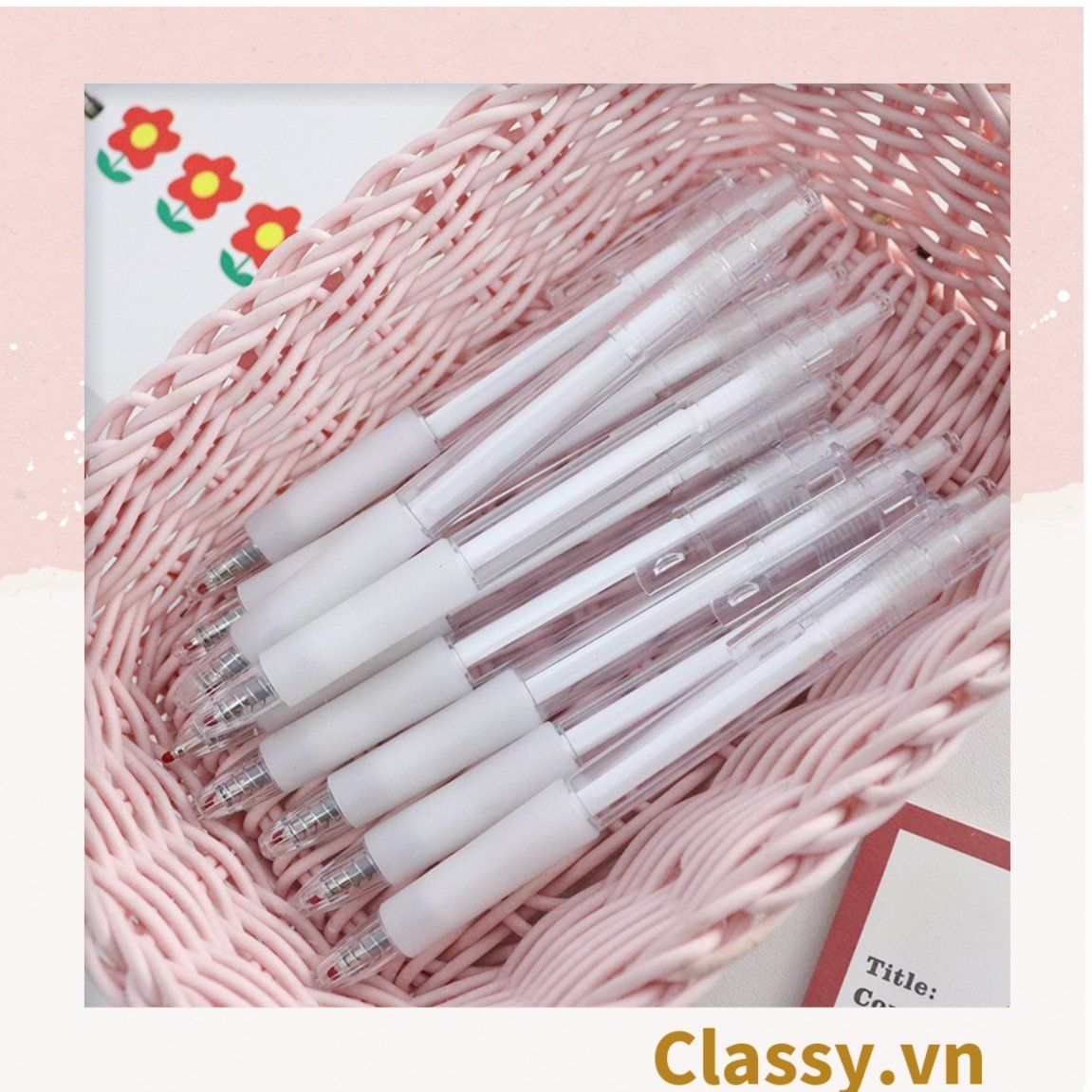 Classy Bút bi mực đen trơn màu cơ bản có miếng đệm tay giảm đau tay khi sử dụng lâu PK1650