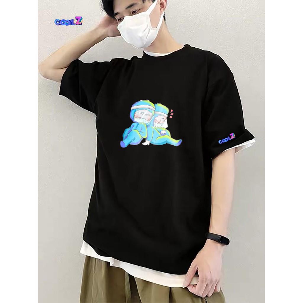 Áo thun tay lỡ.Chống dịch Chibi. CoolZ phông Unisex nam nữ Cotton oversize form rộng CZ252