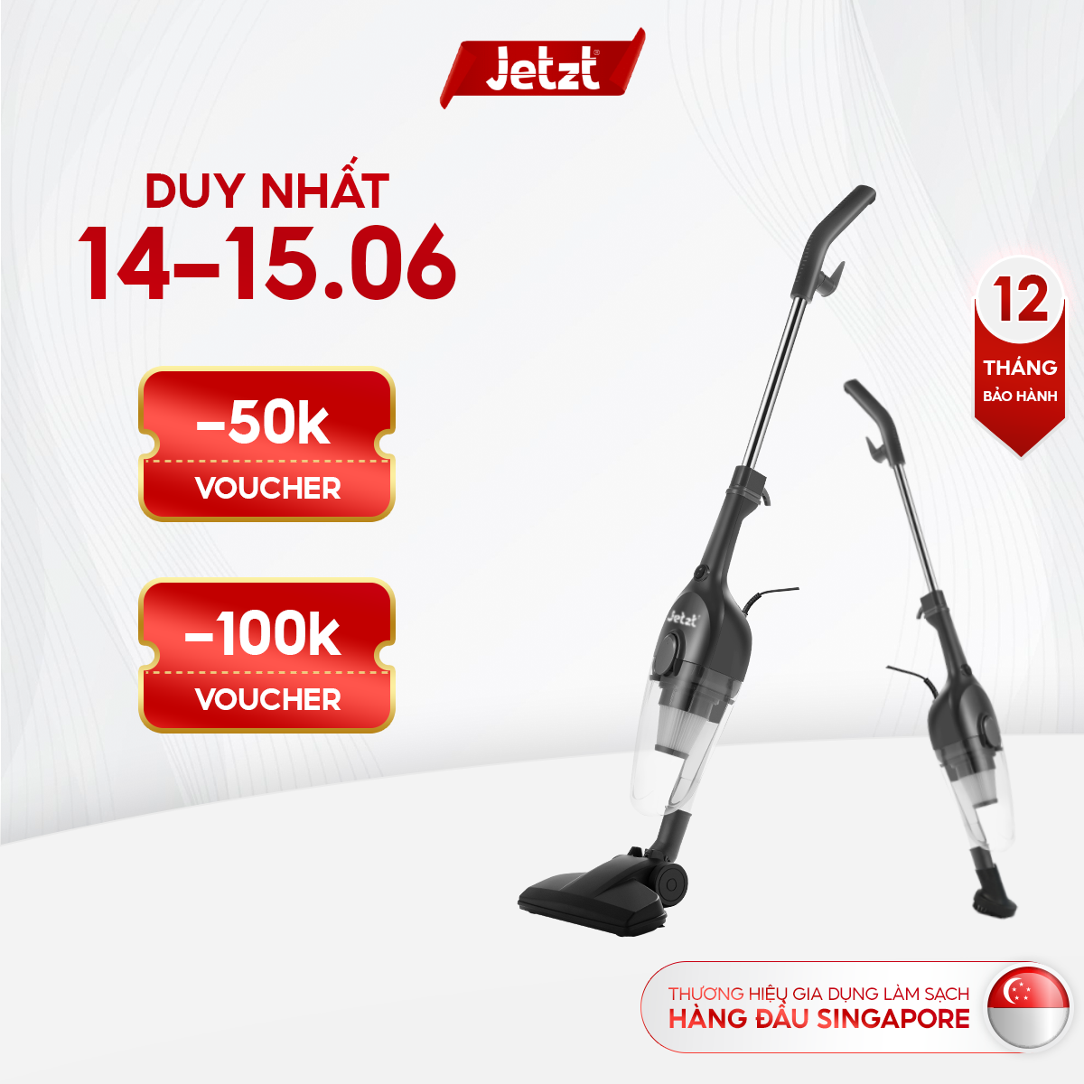 Máy hút bụi cầm tay có dây JETZT X9, lực hút 21000PA, hàng chính hãng