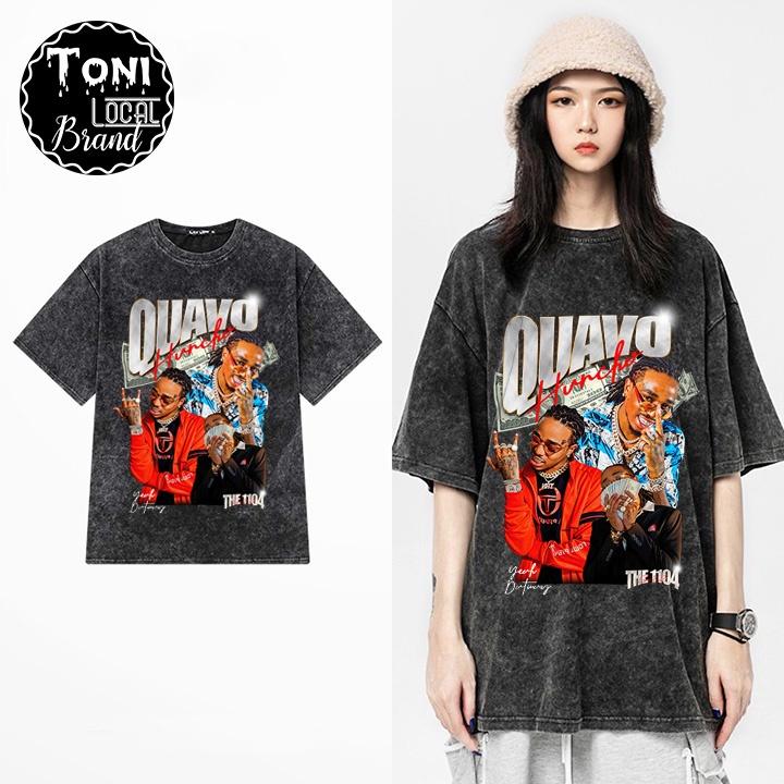 ÁO THUN Tay Lỡ QUAVO Hot Hit Local Brand Unisex Cotton 100 Form Rộng Nam Nữ