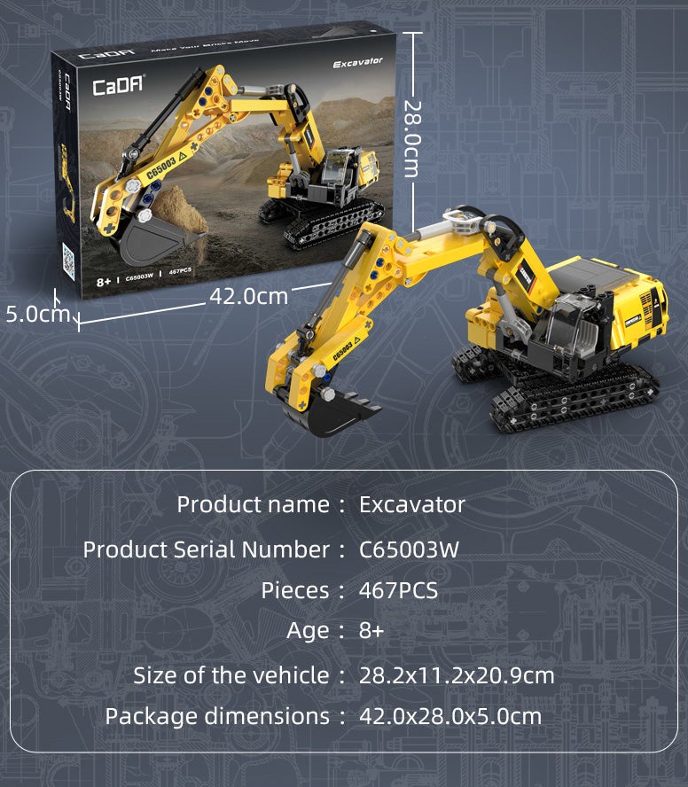 Đồ chơi lắp ráp, xếp hình mô hình tĩnh Máy xúc Excavator - CADA C65003W