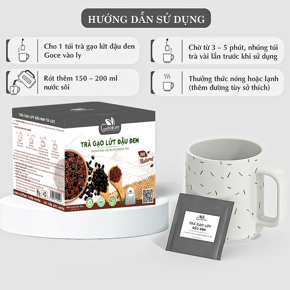 Trà gạo lứt đậu đen túi lọc Goce
