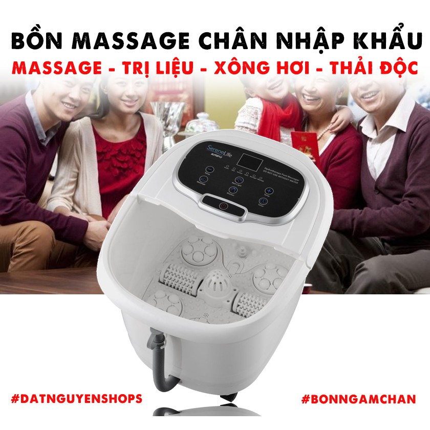 Bồn ngâm chân massage cao cấp USA 6 con lăn tự động, vòi phun massage, Serenelife SLIFTSP12 nhập khẩu 