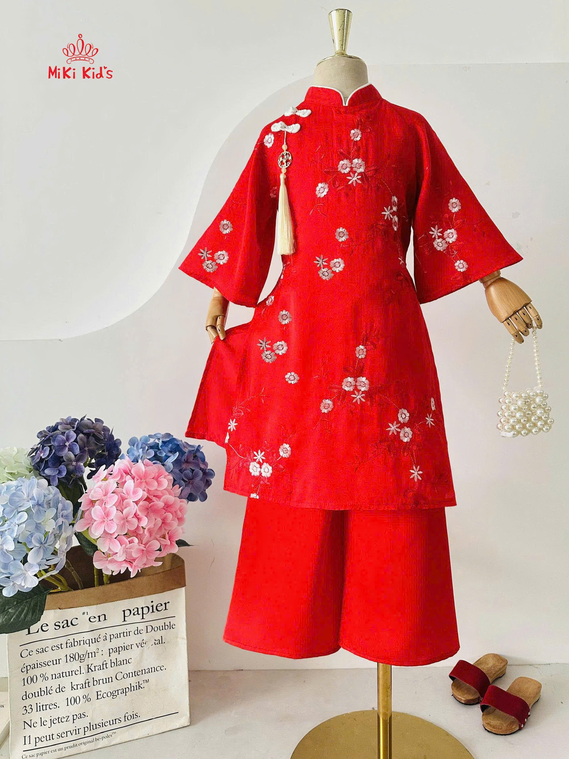 Áo dài cho bé gái mẫu Như ý diện lễ tết noel giáng sinh năm mới từ 12-44kg hàng thiết kế