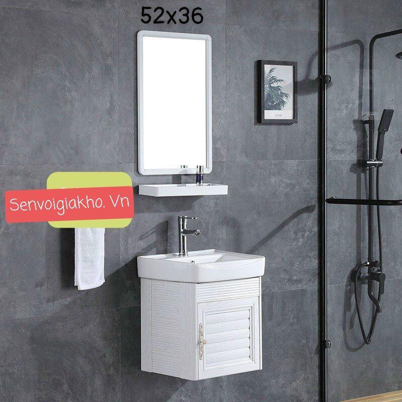 Tủ lavabo nhôm chông ẩm vân giả gỗ KT52x36