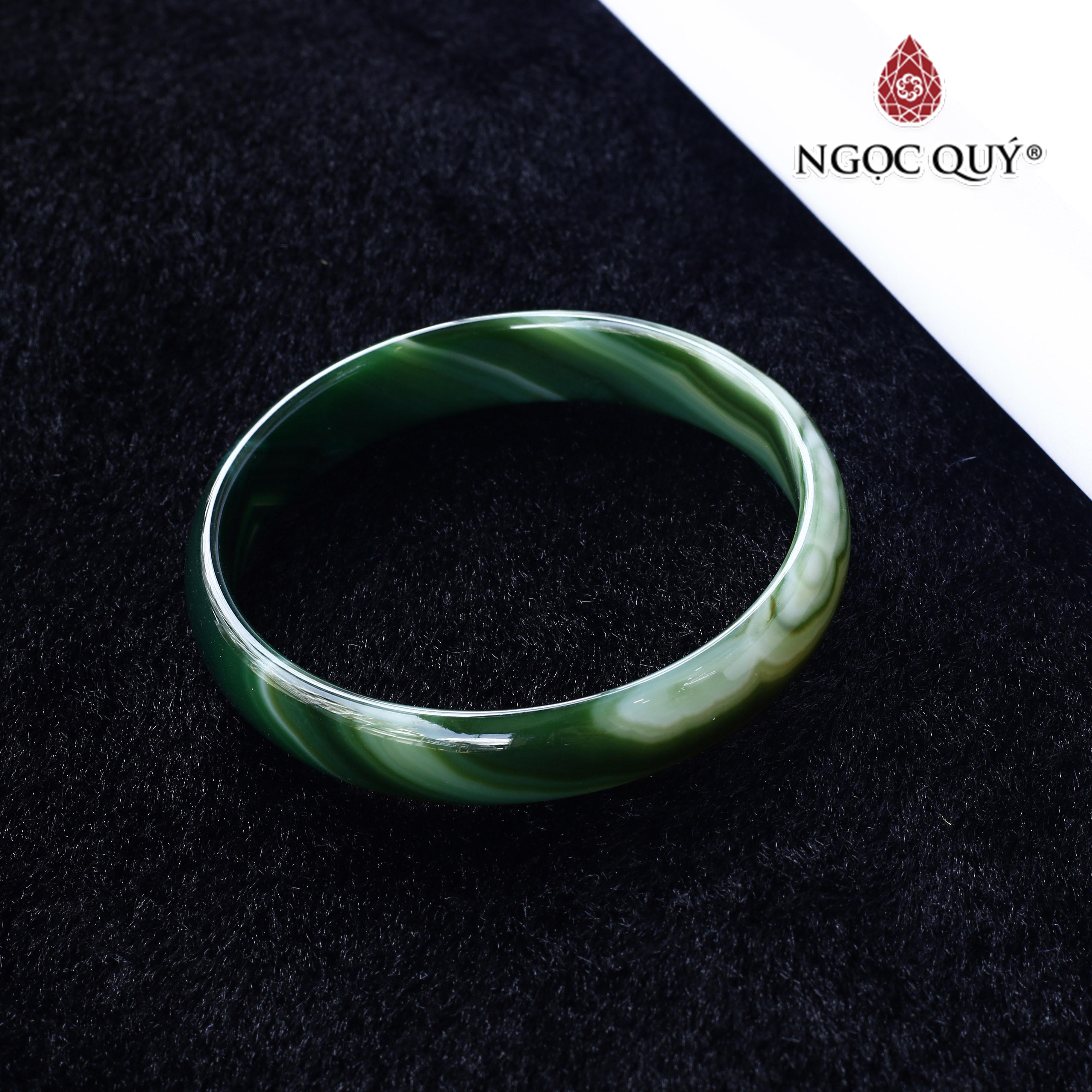 Vòng đá mã não xanh trắng bản mỏng Ni56 - Ngọc Quý Gemstones