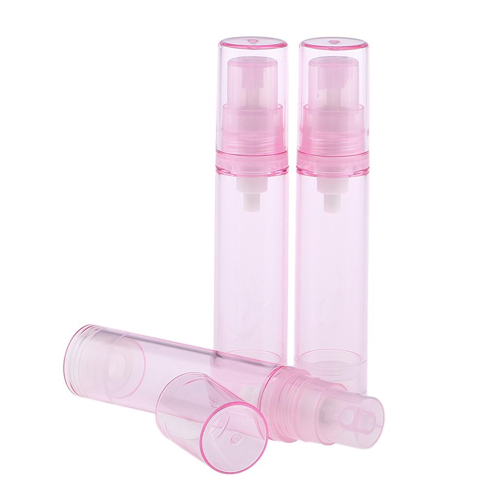 3Pcs 10ml Empty Airless Pump Bottles Refillable Cosmetic Containers Pink