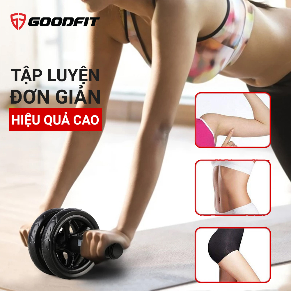 Con lăn tập bụng, con lăn tập cơ bụng 2 bánh GoodFit tay cầm lõi thép chịu tải 150kg, tập gym tại nhà Goodfit GF601AB