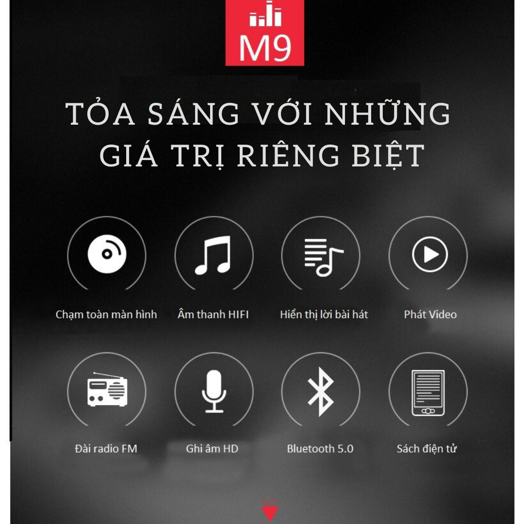 Ruizu M9 - Máy nghe nhạc đỉnh cao: Âm thanh Hi-Fi, Màn hình cảm ứng 1.8inch, Bluetooth 5.0, Thiết kế thời trang, Đa chức năng FM Radio Ebook Báo thức Ghi âm, Pin trâu, Giá siêu hấp dẫn. Trải nghiệm âm nhạc sống động, mọi lúc mọi nơi – Hàng Nhập Khẩu