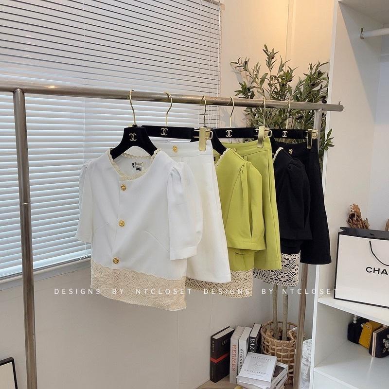 Set áo chân ren mix chân váy A tuyết mưa nt closet