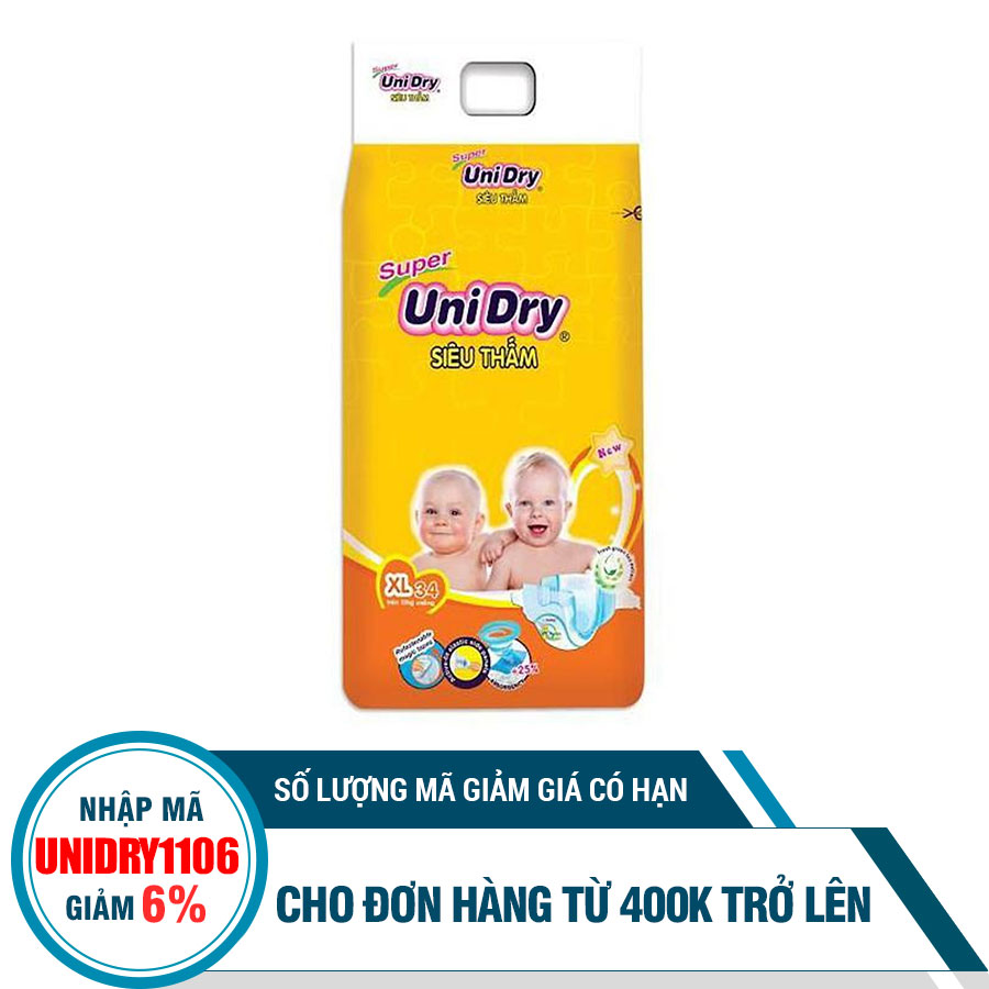 Tã Dán UniDry Super Gói Đại XL34 (34 Miếng)