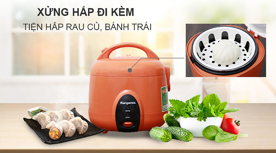 Nồi Cơm Điện Kangaroo KG826S (1.2L) - Cam - Hàng chính hãng