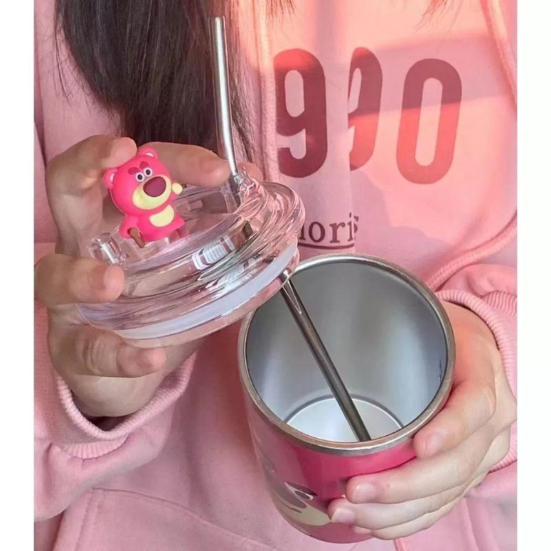Ly Giữ Nhiệt , Bình giữ nhiệt Gấu Dâu Lotso Hồng Giữ Nhiệt Ninox 304 Hàng Loại 1