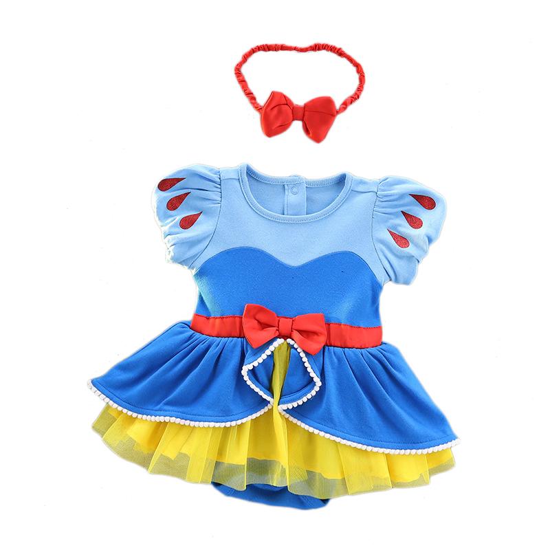 Nàng Tiên Cá Bé Gái Romper Áo Liền Quần 0-2Y Quần Áo Bé Sơ Sinh Cho Bé Gái Tay Ngắn Trẻ Em Jumpsuit Bạch Tuyết Cho Bé Trang Phục Trang Phục Mùa Hè