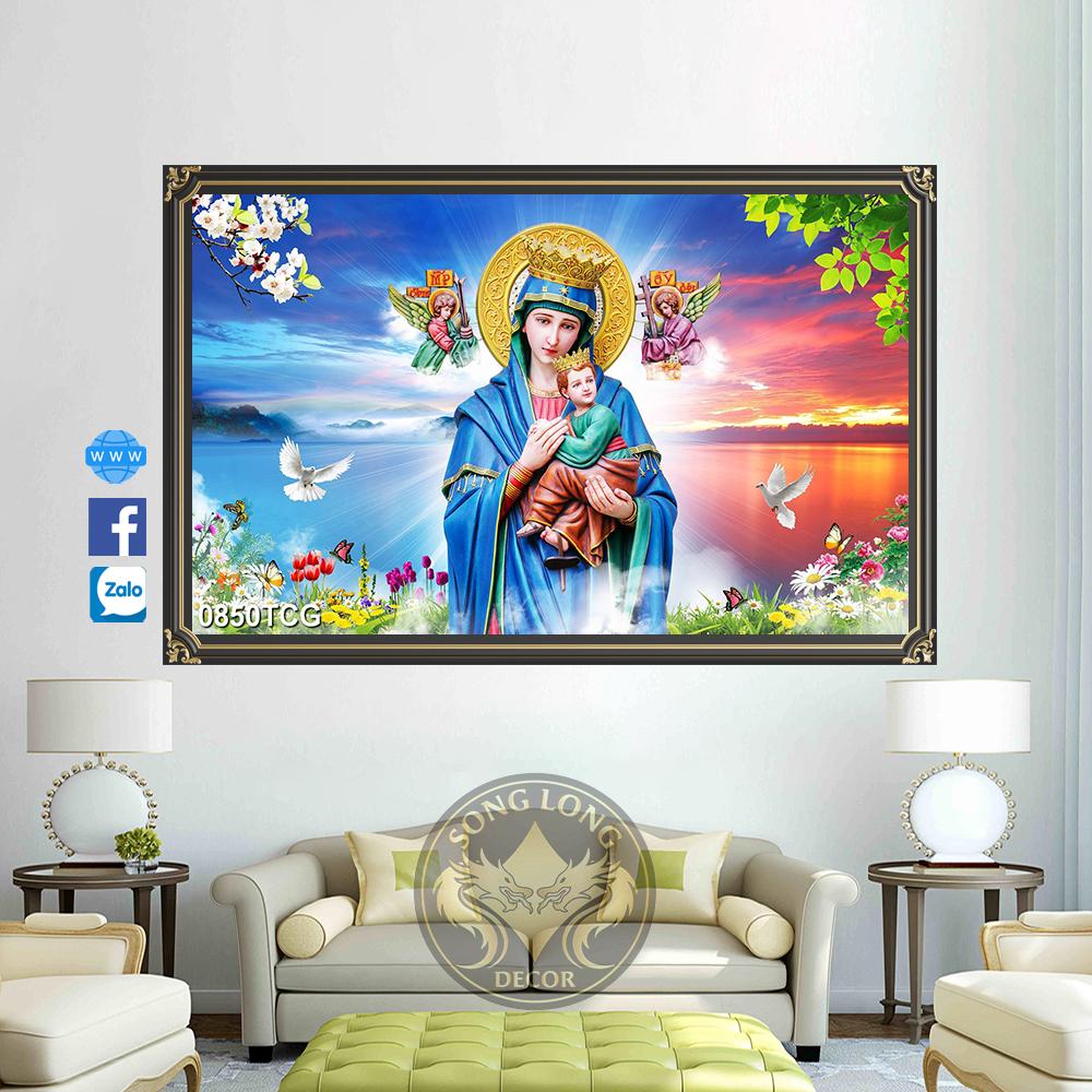 TRANH DÁN TƯỜNG 3D CHÚA GIÊ SU - TRANH ĐỨC MẸ MARIA VÀ CHÚA HÀI ĐỒNG, TRANH GIA ĐÌNH THÁNH GIA DÁ