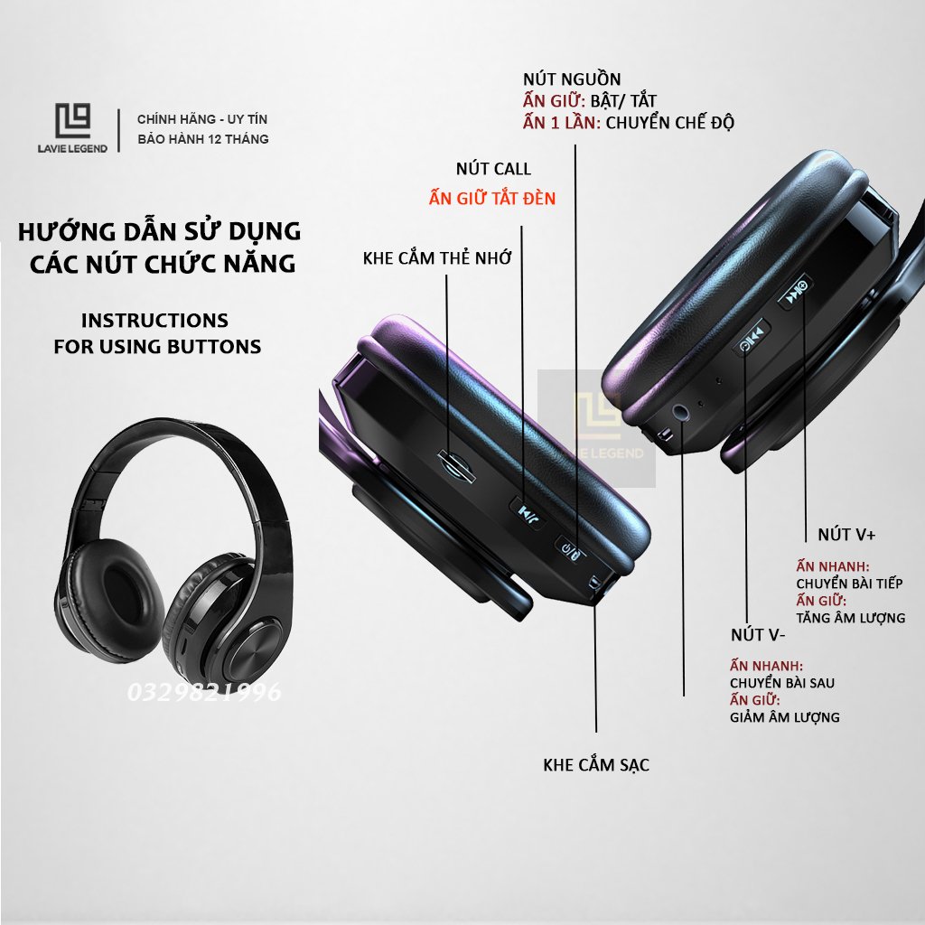 Tai Nghe Bluetooth Chụp Tai Không Dây Gaming Có Mic Âm Thanh Nổi Hifi Headphone Gaming Bluetooth Âm Bass Mạnh Mẽ