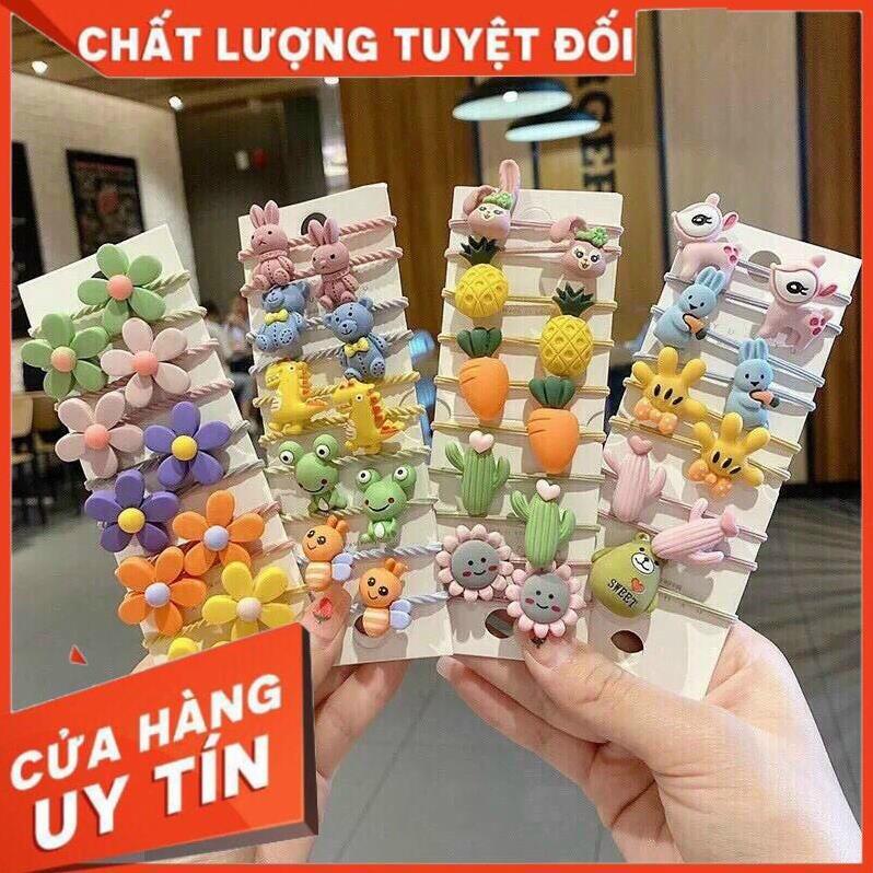 Set 10 Dây Buộc Tóc Cute Siêu Xinh Cho Mẹ và Bé Yêu