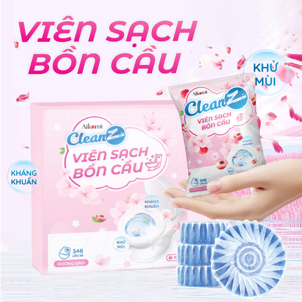 Viên thả bồn cầu CleanZ sạch khuẩn thơm mát tẩy sạch mảng bám khử mùi diệt vi khuẩn toilet hương đào