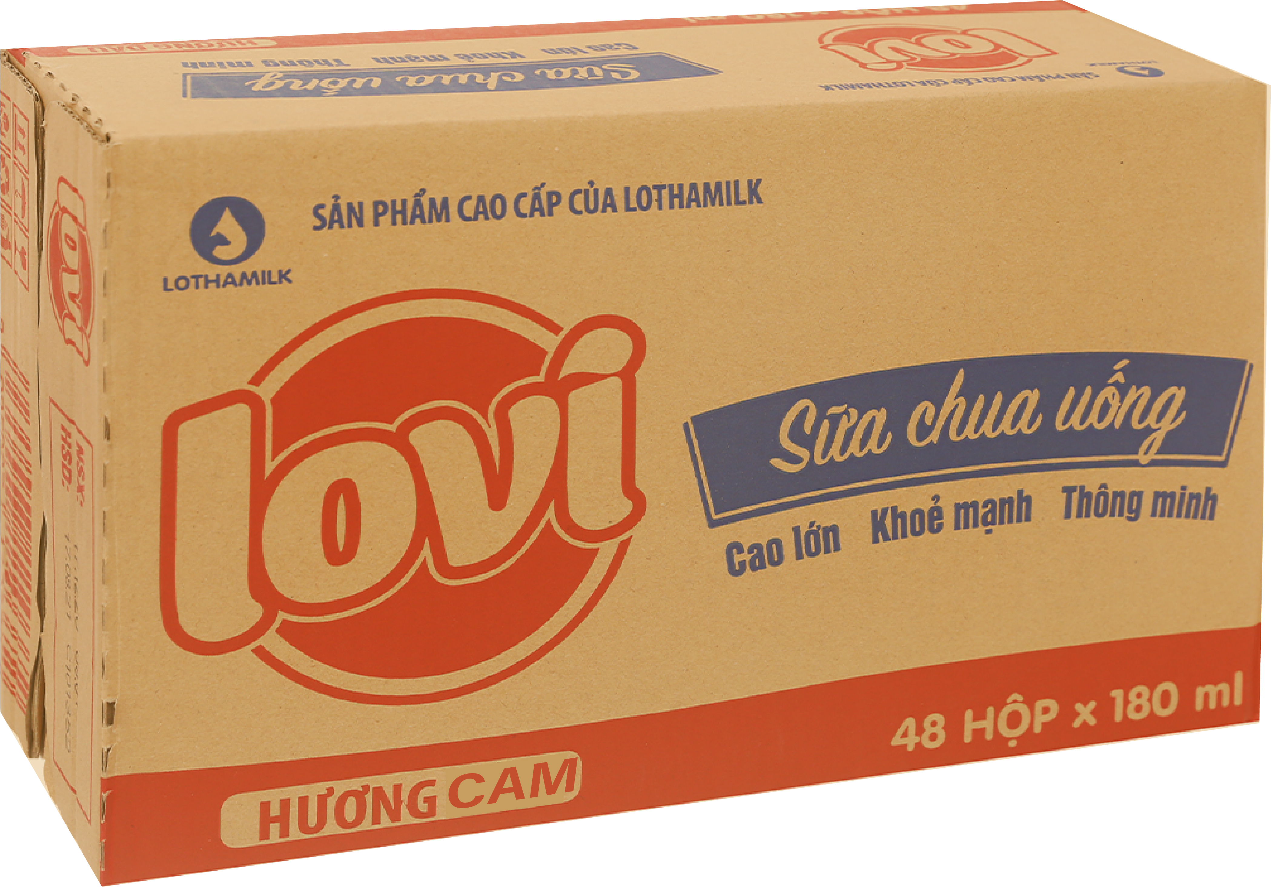 Thùng Sữa Uống Lên Men Tiệt Trùng Lothamilk Dâu Hộp 180ml