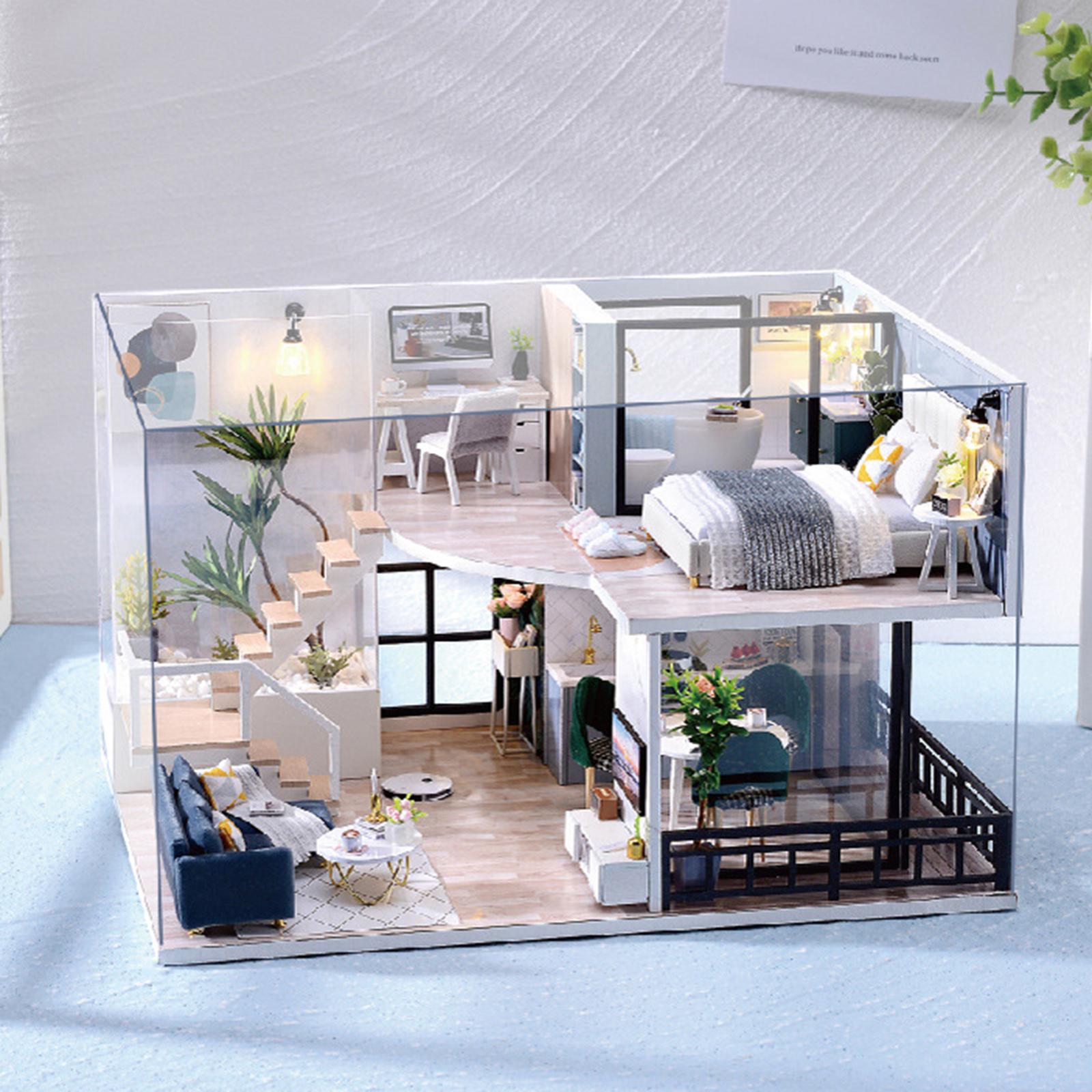 Miniature Wood Dollhouse Furniture Kit Cottage Puzzles Building Kit Toy