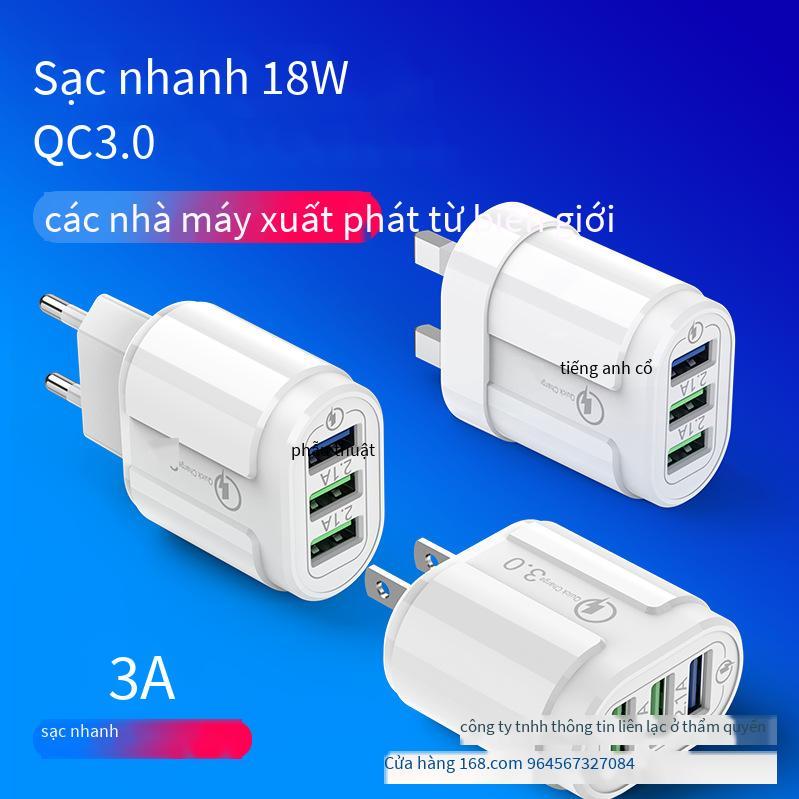 Giá ưu đãi Tiêu chuẩn Châu Âu ba cổng usb đa cổng sạc nhanh QC3.0 đầu sạc du lịch 18W tiêu chuẩn Mỹ tiêu chuẩn Anh Bộ sạc du lịch 18W