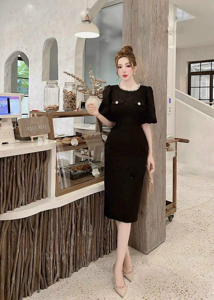 ĐẦM BODY DẠ VIỀN CỔ HẠT 14141