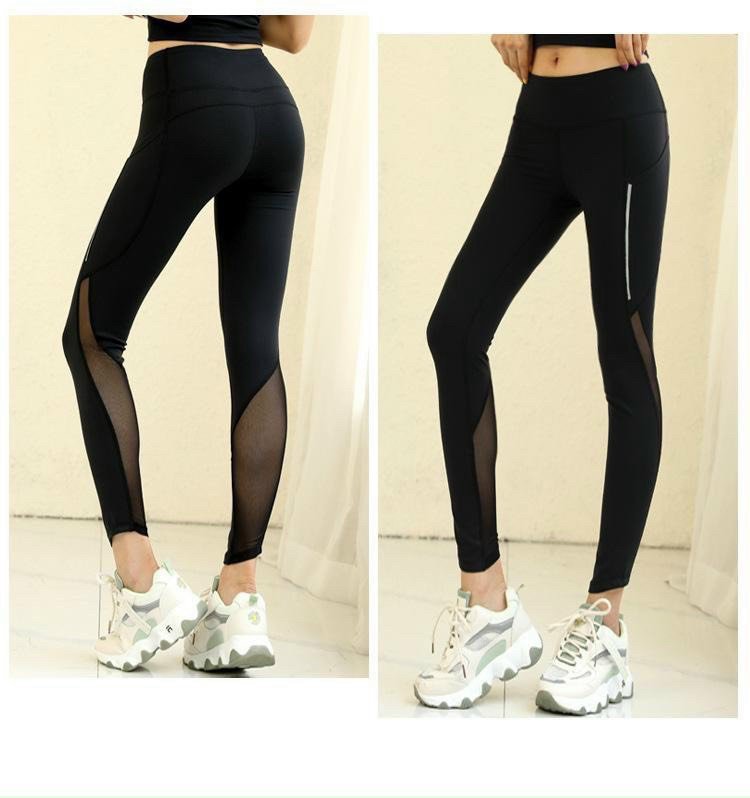 Quần legging Nữ Phối Túi Lưới Cạp Cao Ôm Eo/ Tôn Dáng/ Thoáng Mát/ Co Dãn 4 Chiều