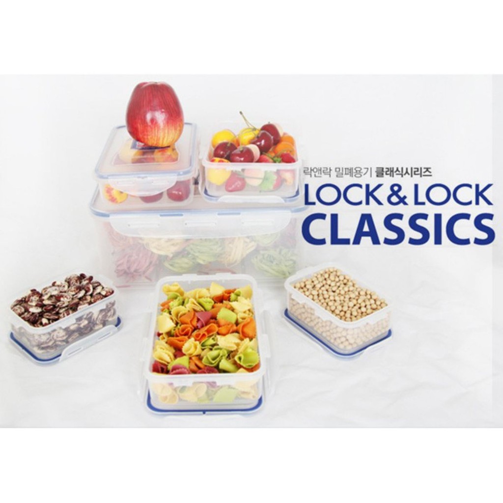 Bộ 6 Hộp Bảo Quản Thực Phẩm Lock&amp;Lock Classic Nhiều Kích Cỡ HPL836S (2 Hộp 350m, 3 Hộp 800ml, 1 Hộp 5.5L)- Dùng Được Trong Lò Vi Sóng / Máy Rửa Bát