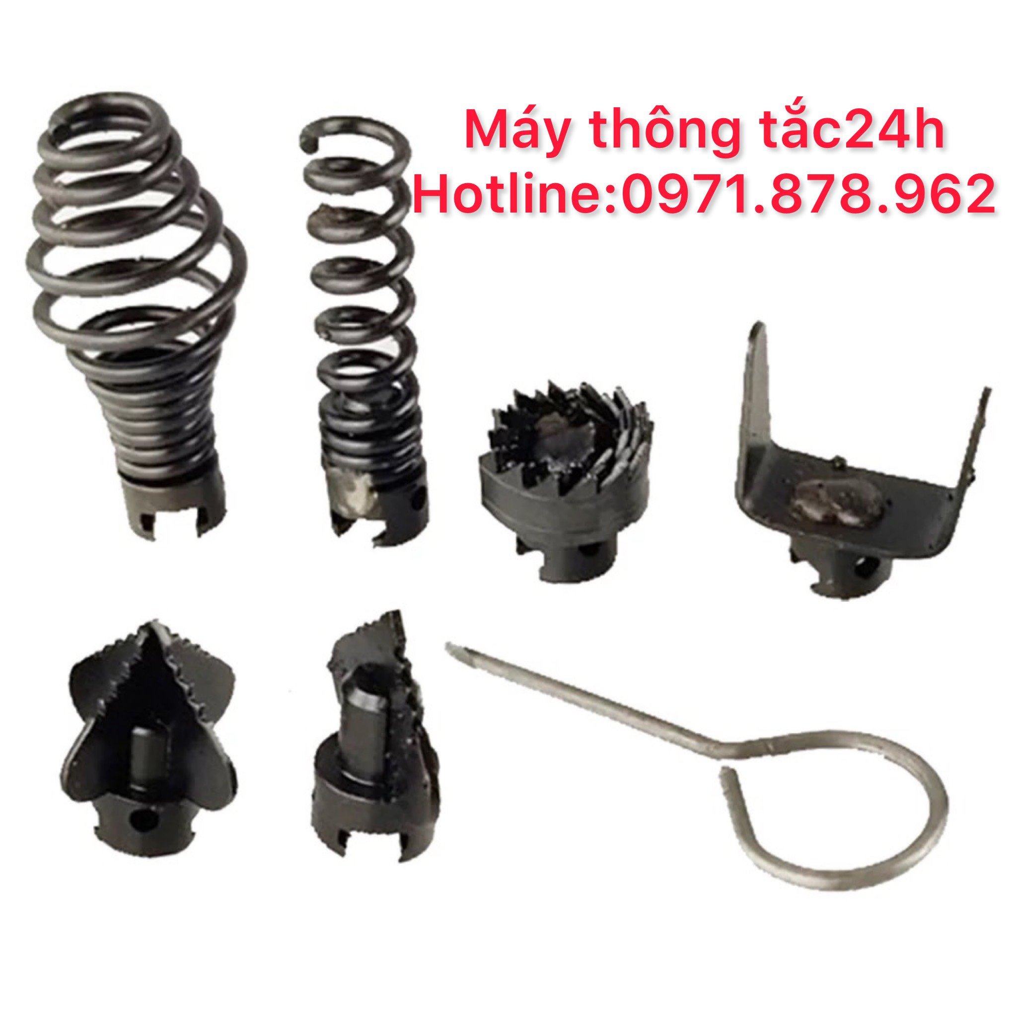 dây thông tắc dùng cho máy khoan dài 12m (12m dây lò xo + 6 đầu thông + 1 đầu kết nối)