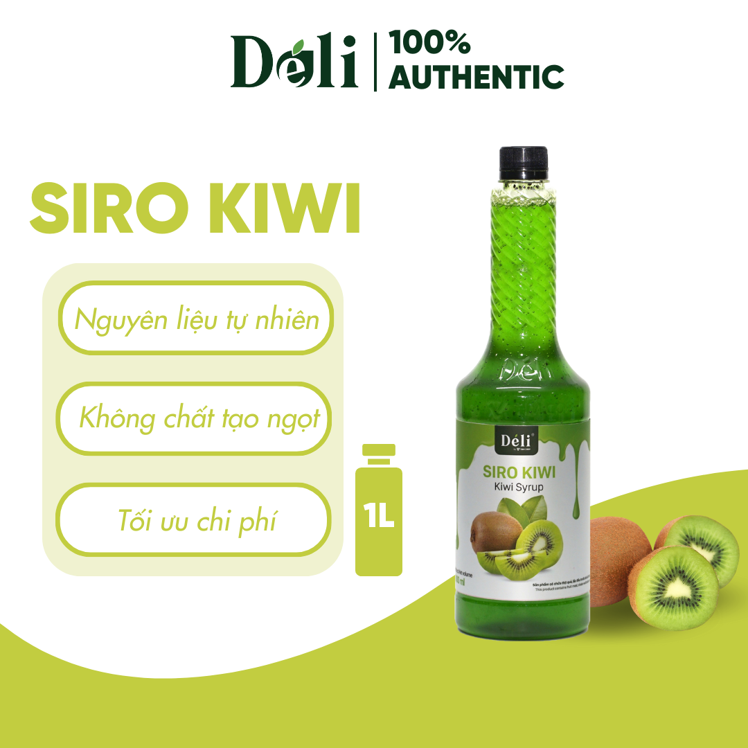 Siro kiwi Déli - 1 lít - đậm đặc, chuyên dùng pha chế trà trái cây, soda