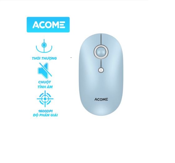 Chuột máy tính không dây ACOME AM300 2.4GHz Tĩnh Âm (Silent) Light blue -Hàng chính hãng bảo hành 12 tháng