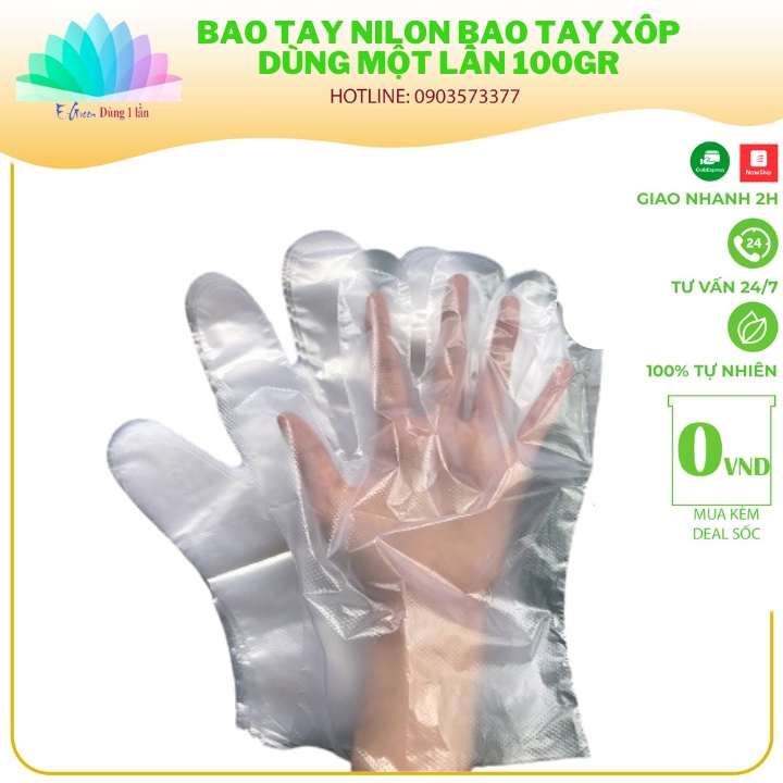 Bao tay nilon, bao tay xốp dùng một lần 100gr - E Green Dùng 1 Lần