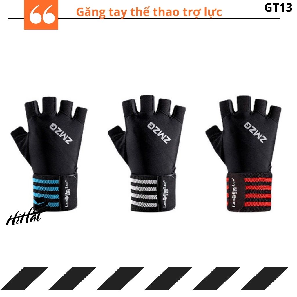 Găng tay nửa ngón thể thao có bó cổ tay tránh chấn thương dành cho cả nam nữ, bao tay thể thao, bao tay tập gym GT13
