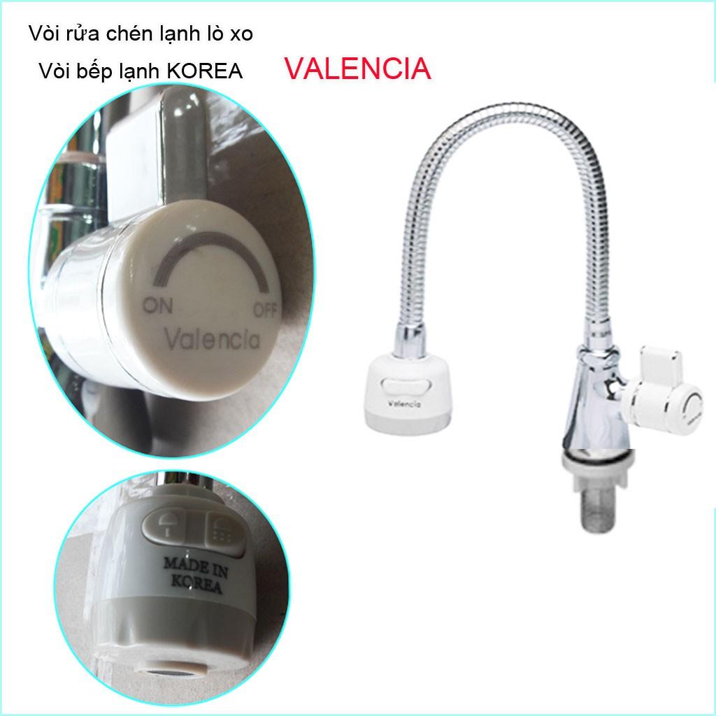 Vòi lạnh rửa chén bát Valencia KAG-KB08, vòi cần bẻ Valencia Korea gắn chậu lò xo nước mạnh sử dụng tốt