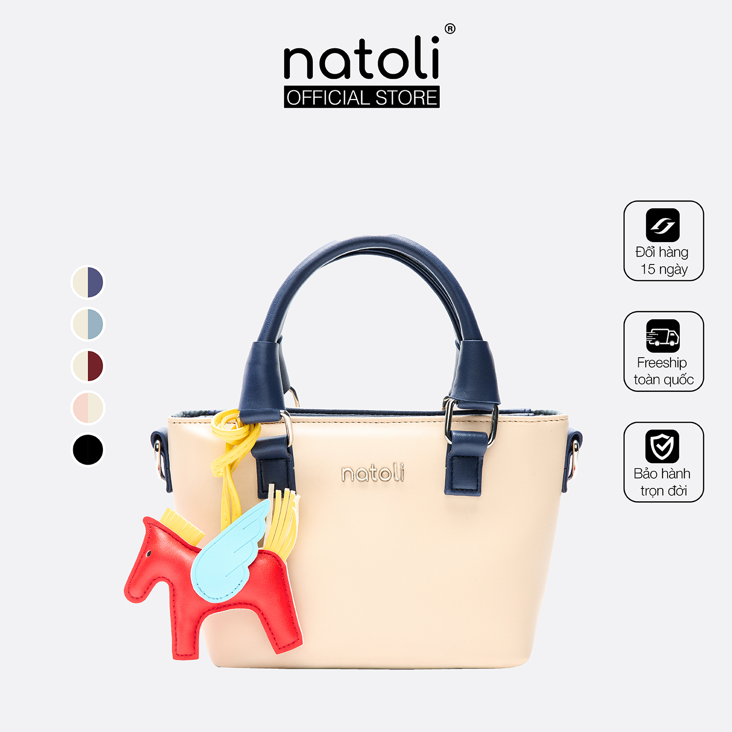 Túi đeo chéo da cầm tay NATOLI, túi xách mini đeo chéo chống nước cao cấp BST Chic Mini Tote T32
