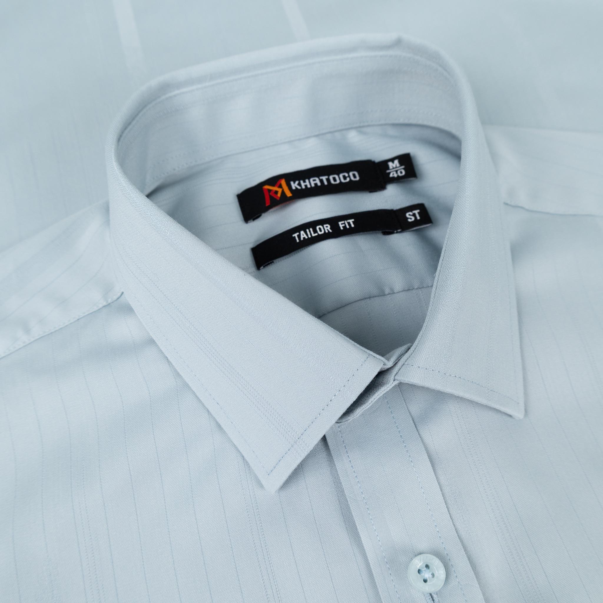 Áo sơ mi nam KHATOCO Tailor Fit ngắn tay A1MN498T2-CNMK759-2704-N