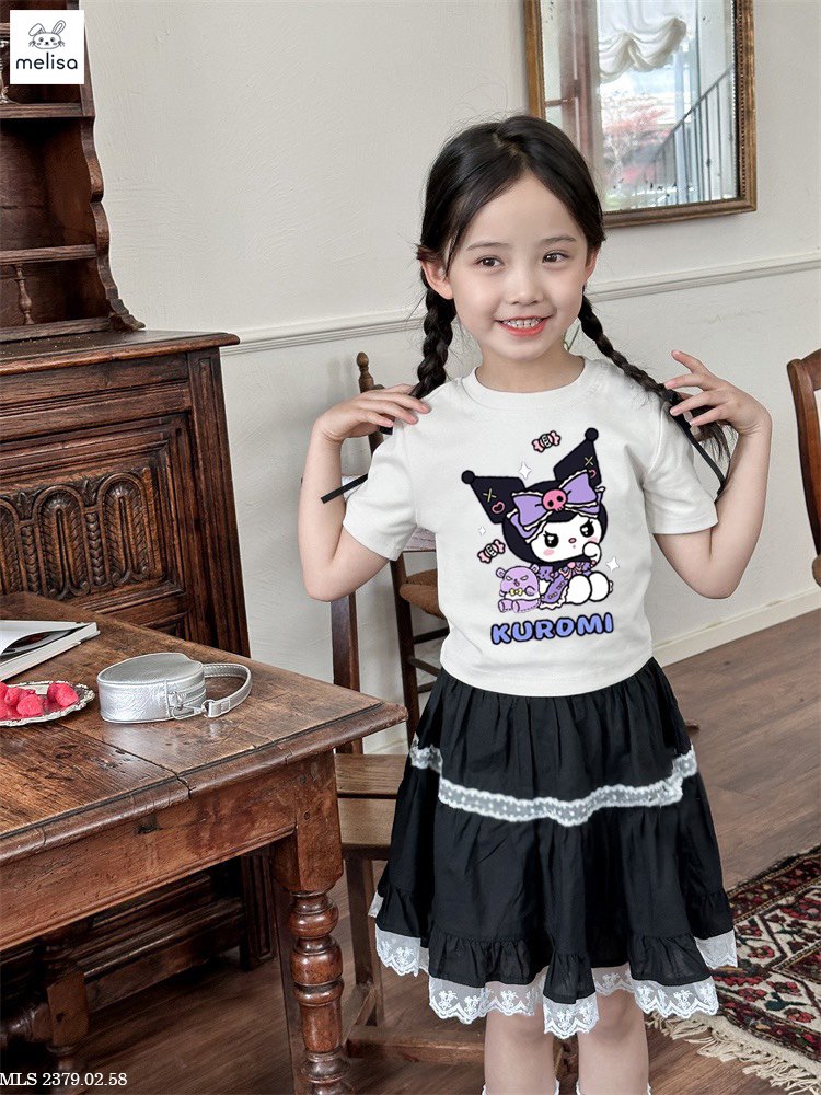 Set váy cho bé gái kuromi đi hơi đi học năng động size 10-40kg hàng thiết kế cao cấp