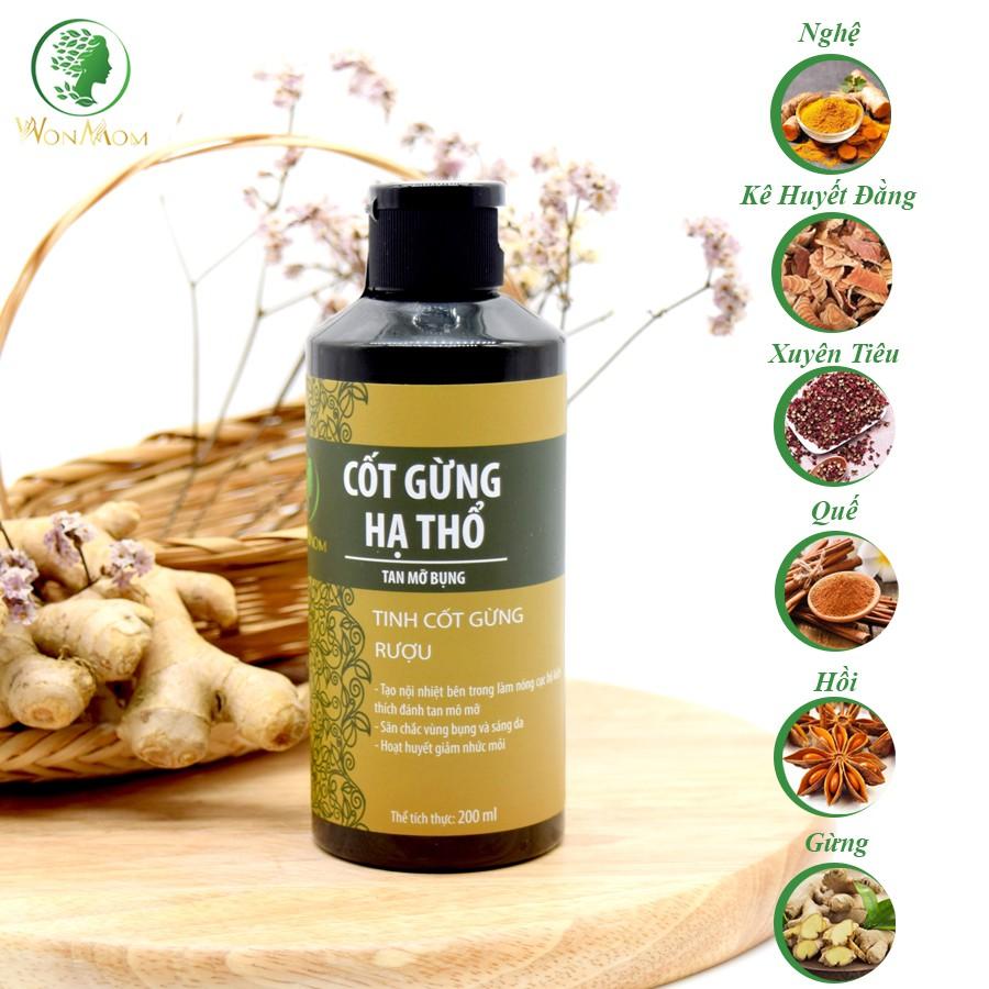 Cốt Gừng Hạ Thổ Massage Săn Chắc Vòng Eo, Lưu Thông Khí Huyết Wonmom 200ml