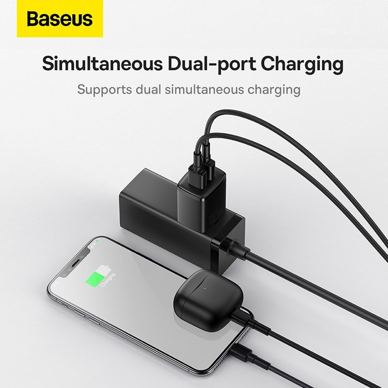 Cóc củ sạc adapter sạc nhanh 10.5W đa năng 2 cổng USB A hiệu Baseus Compact Charger trang bị chip sạc thông minh,  công nghệ tản nhiệt BCT, chân cắm US-UK - hàng nhập khẩu