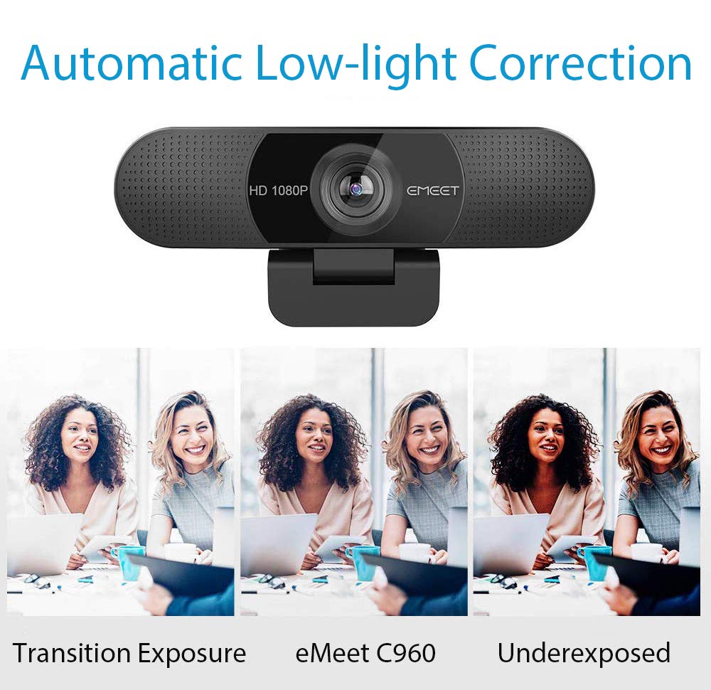 Webcam Emeet C960 - Họp Trực Tuyến Góc Rộng 90*, Full HD1080P, Tự Động Lấy Nét Và Căn Chỉnh Ánh Sáng - Hàng Chính Hãng