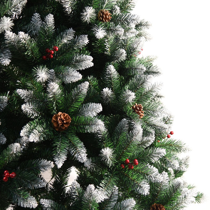 Cây thông C5 - 1.5m cao cấp sơn tuyết gắn trái đỏ trang trí noel, giáng sinh