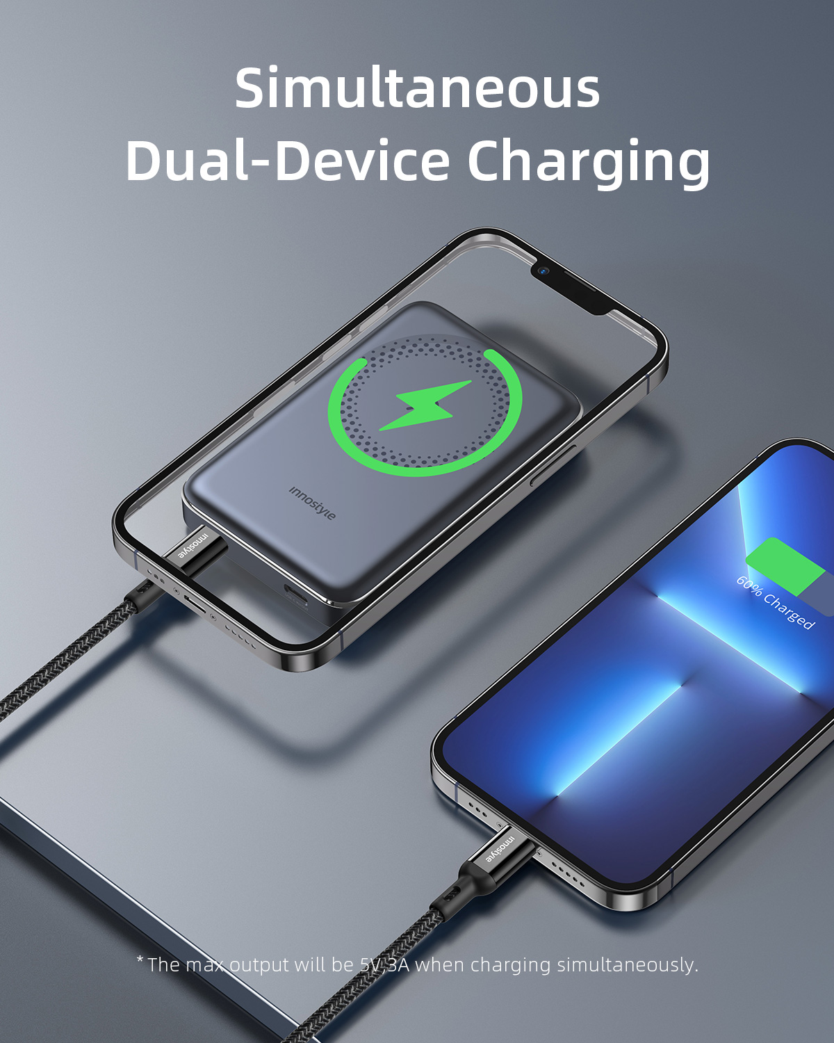 Sạc Dự Phòng Hít Từ Tính Không Dây Innostyle Powermag Slim 15W PD/QC3.0 20W 10000MAH IM20PD