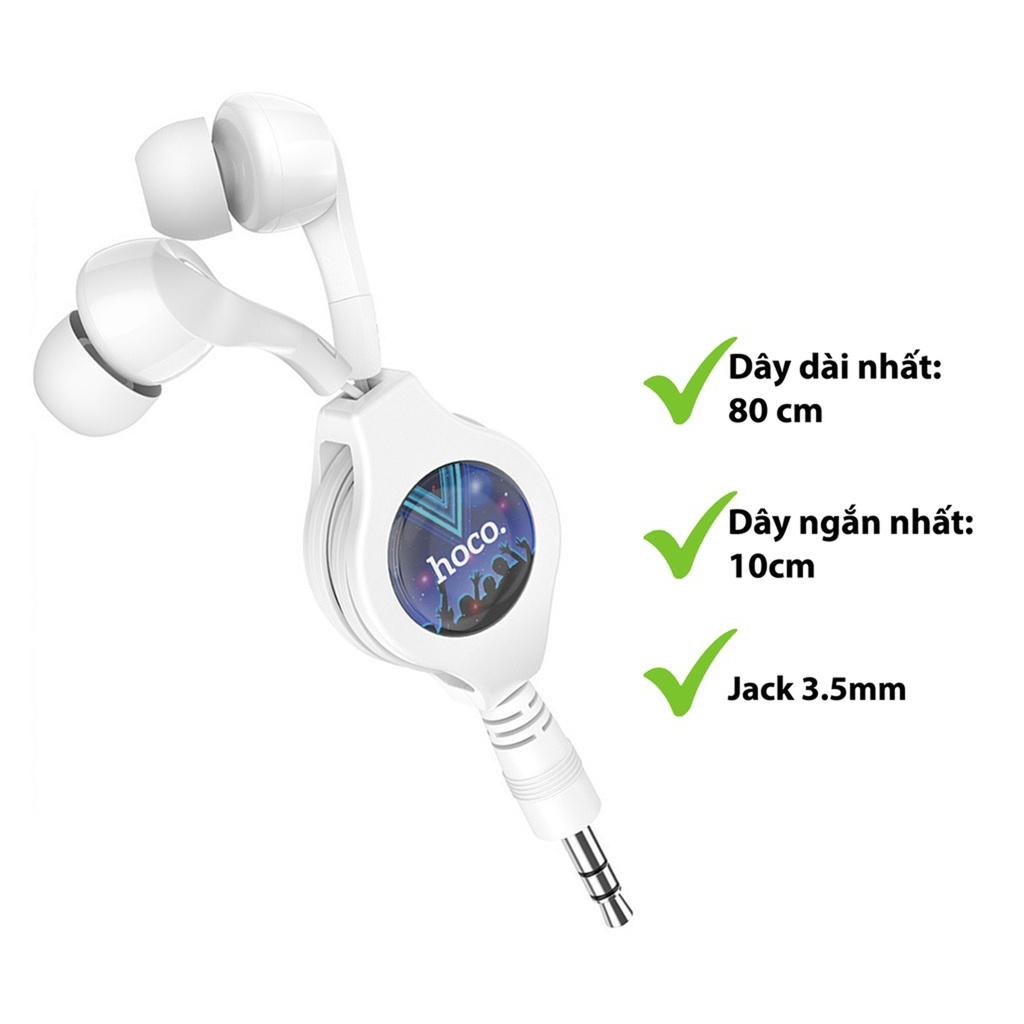 Tai Nghe Nhét tai Âm thanh hay jack 3.5mm Dây Rút Hoco M68 Có Micro Đàm Thoại cho điện thoại, tablet .. hoco.