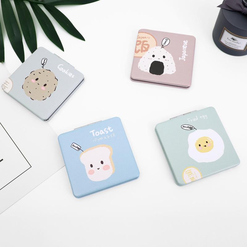 Gương trang điểm mini hai mặt vuông dễ thương  - giao hình và màu ngẫu nhiên
