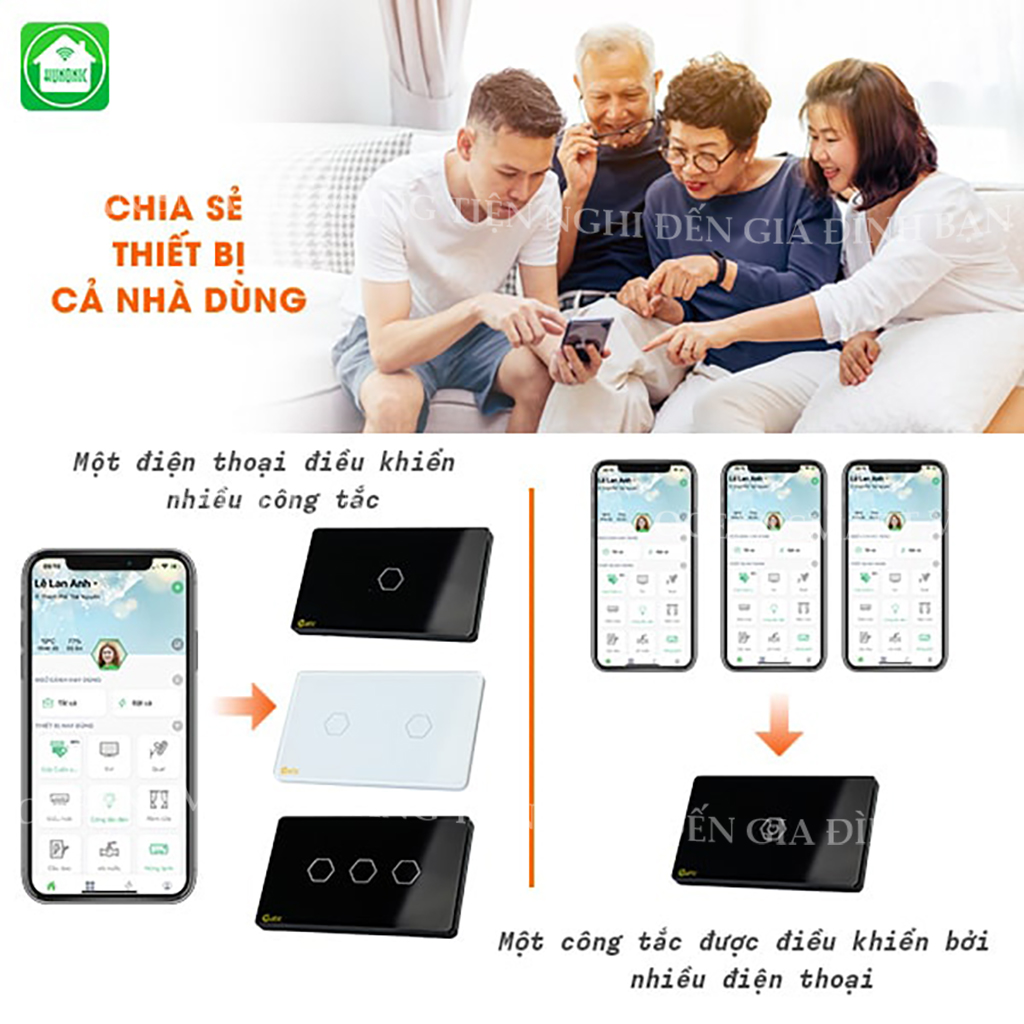 Công Tắc Cảm Ứng Wifi Datic, Công Tắc Kèm Ổ Cắm 2IN1 - DTSW02M