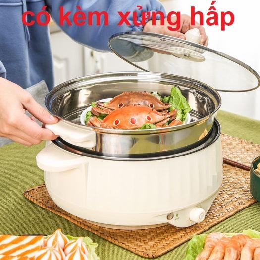 NỒI LẨU ĐIỆN ĐA NĂNG KÈM GIÁ HẤP INOX CAO CẤP - NỒI ĐIỆN CHIÊN XÀO HÂM NÓNG THỨC ĂN SIÊU NHANH CHỐNG DÍNH