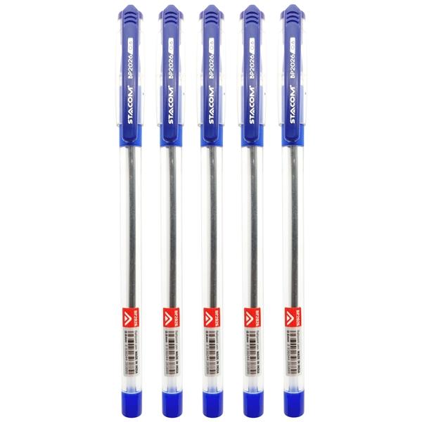 Vỉ 4 + 1 Bút Bi 0.6 mm - Stacom VBP2026 - Mực Xanh