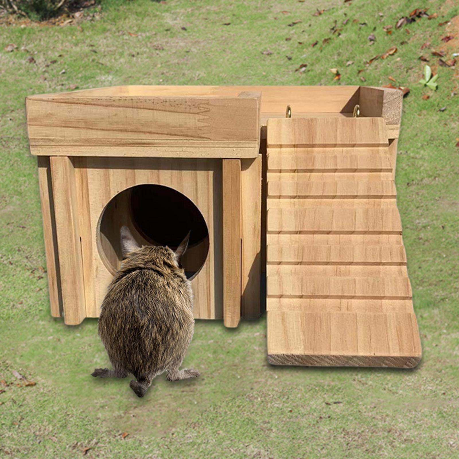 Hamster Wooden House with Ladder Hideaway Nesting Habitat for Guinea Pigs