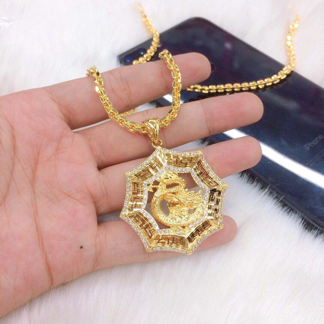 Dây chuyền nam mặt rồng dát vàng 24k mã EK1337